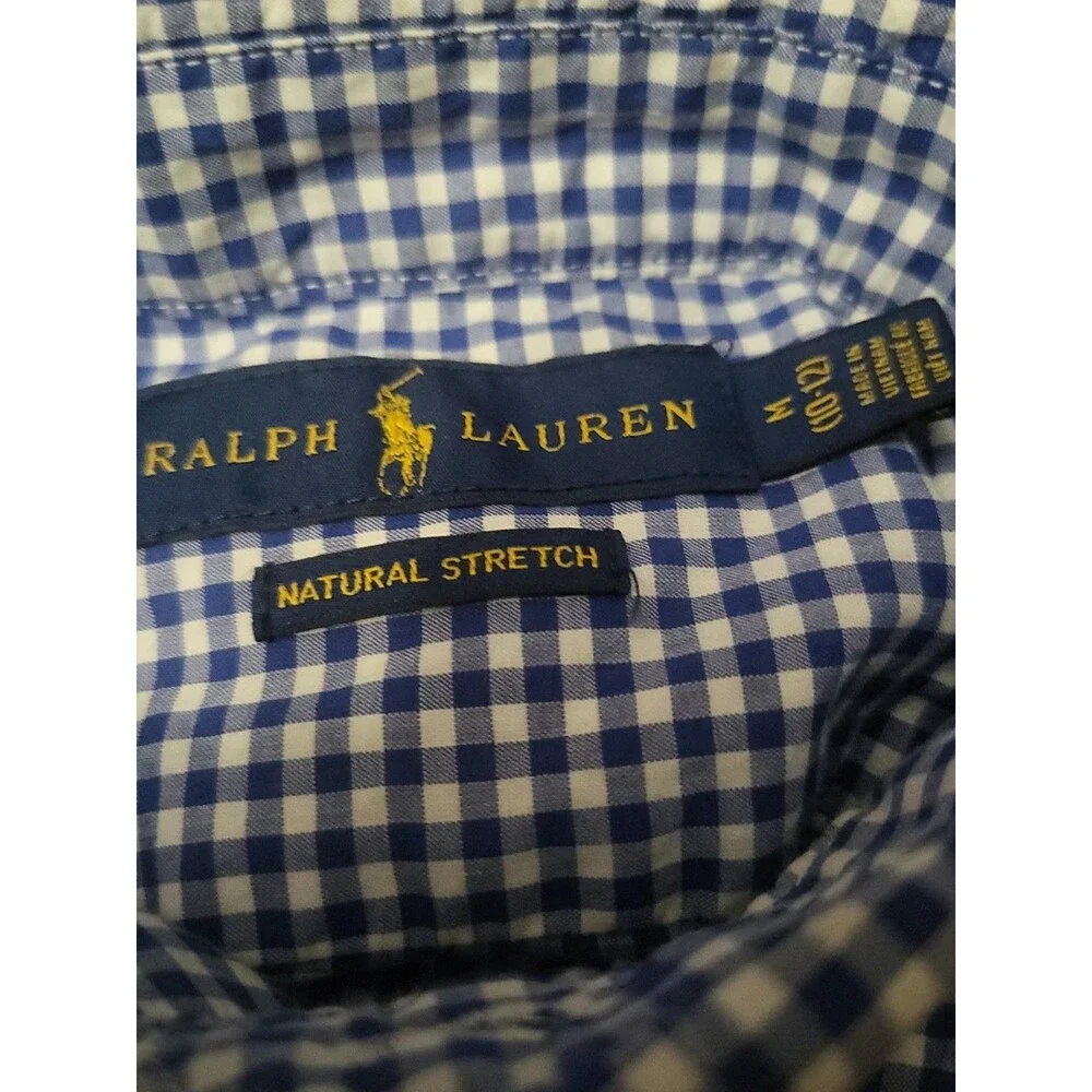 (#16) Polo By Ralph Lauren Blue/ White Long Sleeve Button Down Size M (10-12)